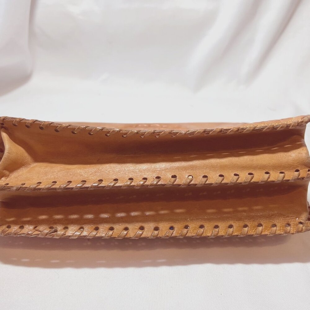 Costa Rica Leather Vintage Shoulder/Crossbody Bag-Removable Strap-Camel/Tan-Rose - Picture 15 of 15